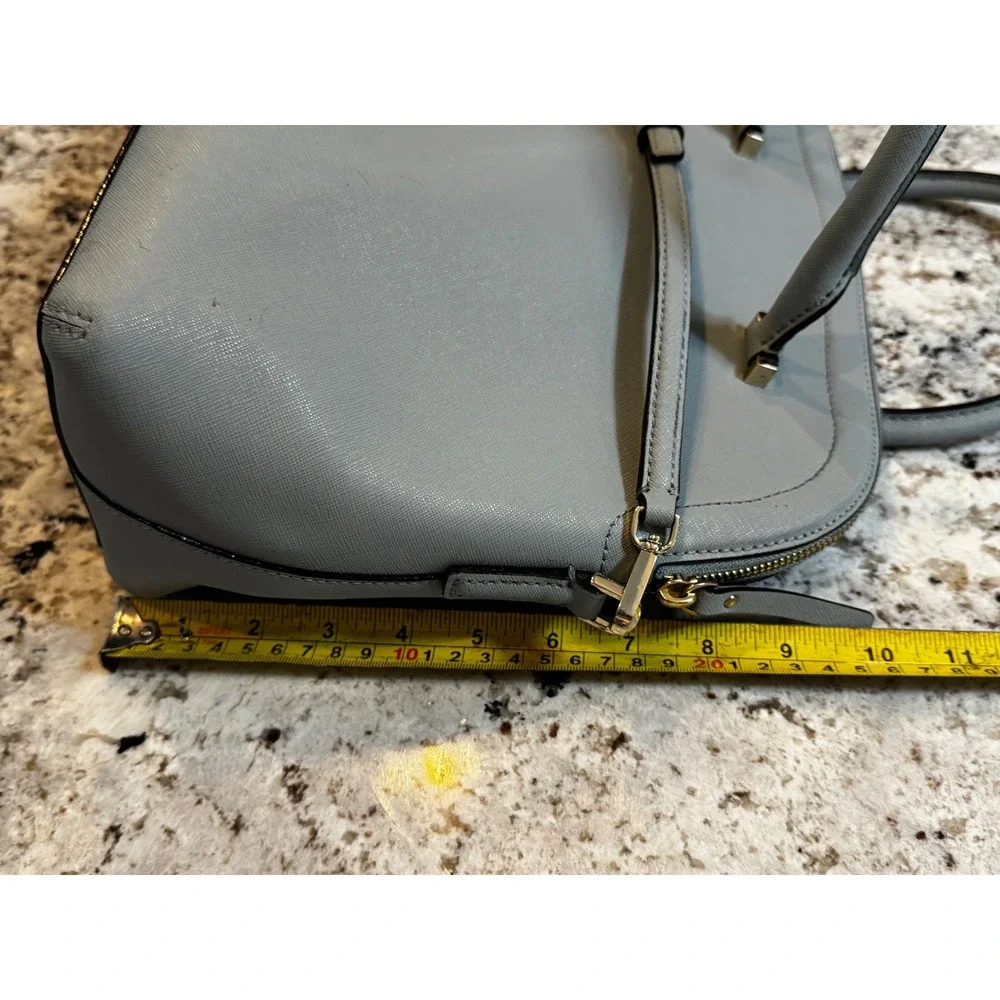 Kate Spade Light Blue Saffiano Leather Dome Satchel Crossbody Bag Gold Hardware